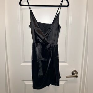 SHEIN Black Backless Satin Dress
